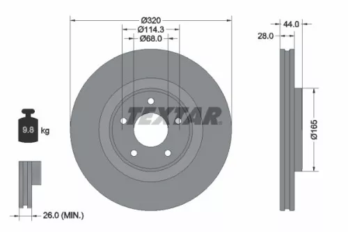 TEXTAR TEXTAR (92283503) 1x  TEXTAR Brake Disc 