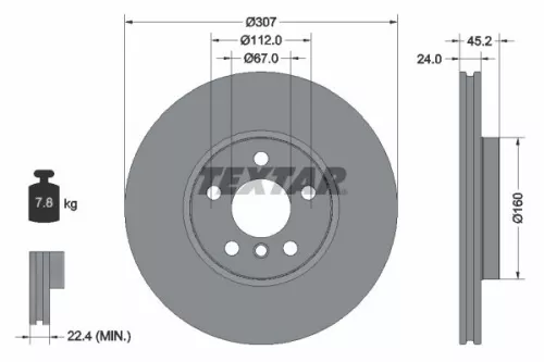 TEXTAR TEXTAR (92283603) 1x  TEXTAR Brake Disc 