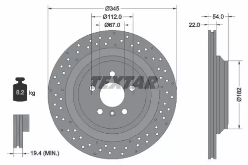 TEXTAR TEXTAR (92283703) 1x  TEXTAR Brake Disc 