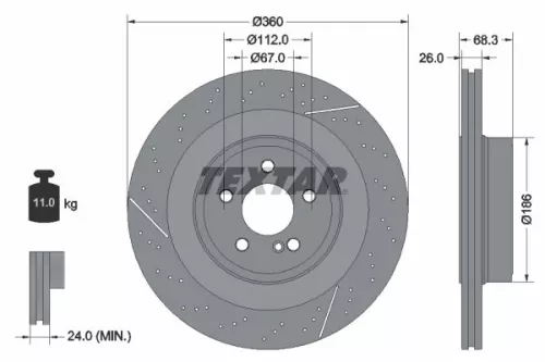 TEXTAR TEXTAR (92283805) 1x  TEXTAR Brake Disc 