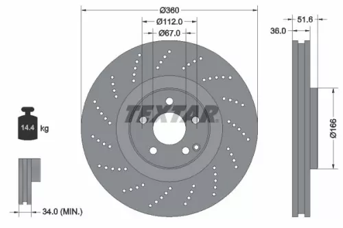 TEXTAR TEXTAR (92283905) 1x TEXTAR 92283905 Brake Disc 
