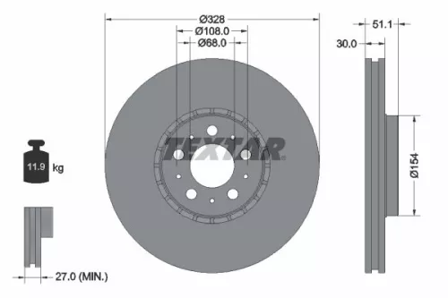 TEXTAR TEXTAR (92284105) 1x  TEXTAR Brake Disc 