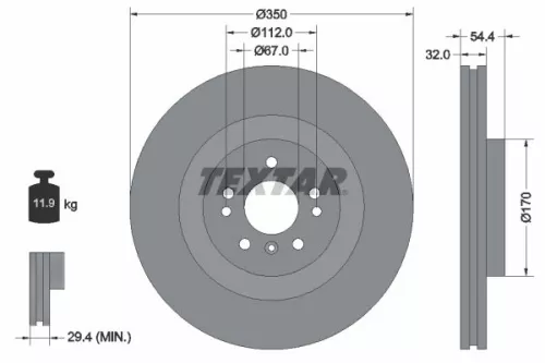 1x  TEXTAR Brake Disc 92284205 350
