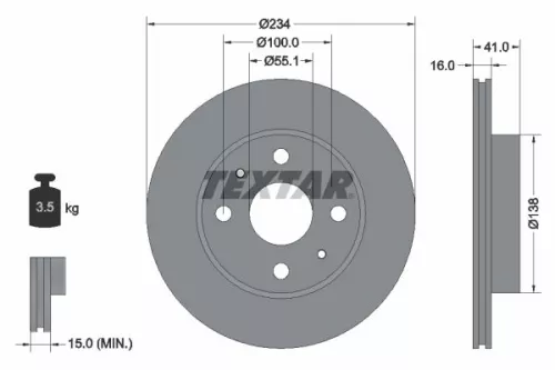 1x  TEXTAR Brake Disc