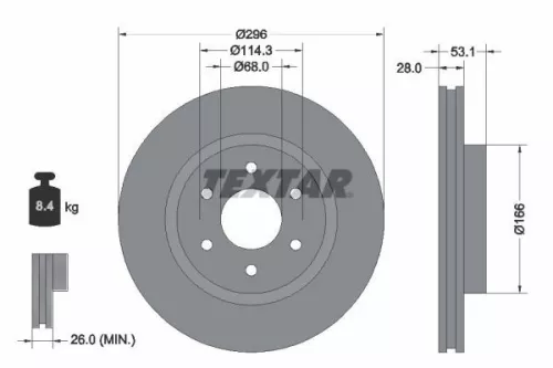 1x  TEXTAR Brake Disc