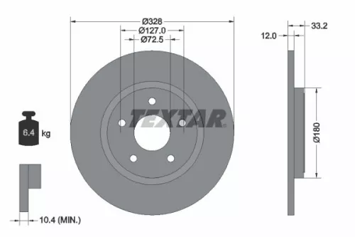 TEXTAR TEXTAR (92286003) 1x TEXTAR 92286003 Brake Disc 