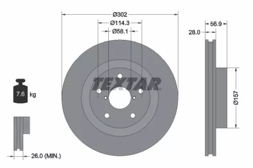 TEXTAR TEXTAR (92286203) 1x TEXTAR 92286203 Brake Disc 