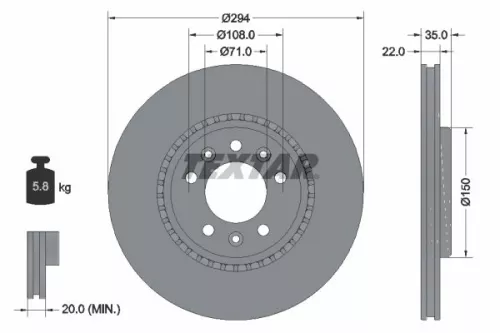 1x  TEXTAR Brake Disc 92287103 294