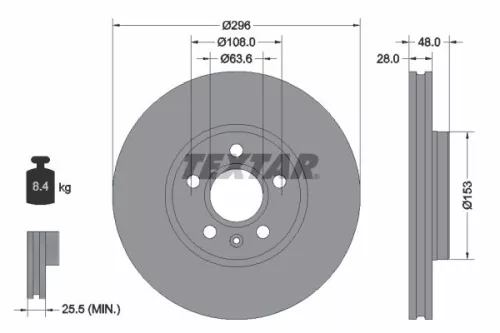 TEXTAR TEXTAR (92287505) 1x  TEXTAR Brake Disc 