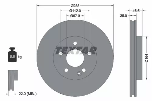 TEXTAR TEXTAR (92287705) 1x  TEXTAR Brake Disc 