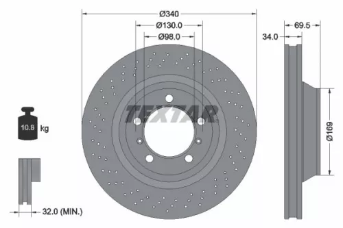 TEXTAR TEXTAR (92287805) 1x  TEXTAR Brake Disc 