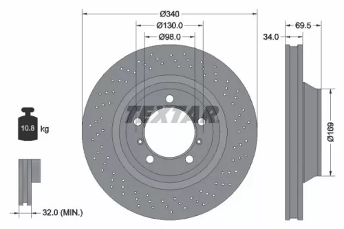 TEXTAR TEXTAR (92287905) 1x  TEXTAR Brake Disc 