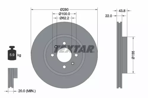 1x  TEXTAR Brake Disc