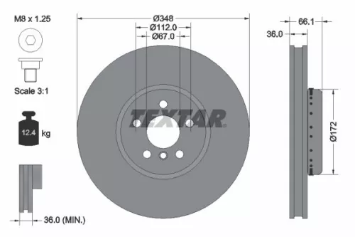 TEXTAR TEXTAR (92288825) 1x  TEXTAR Brake Disc 