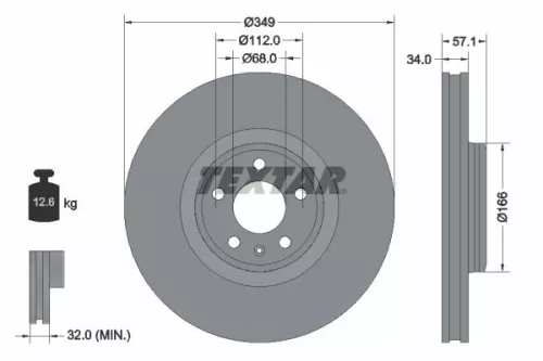 TEXTAR TEXTAR (92289305) 1x  TEXTAR Brake Disc 