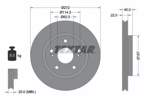 1x TEXTAR 92289403 Brake Disc