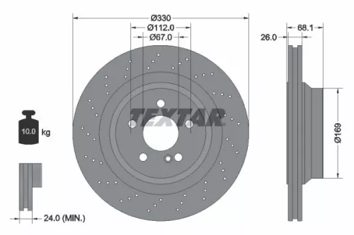 TEXTAR TEXTAR 92289603 1x TEXTAR 92289603 Brake Disc 