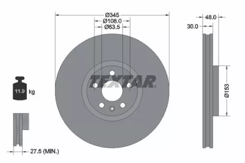TEXTAR TEXTAR (92289805) 1x  TEXTAR Brake Disc 