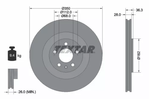 TEXTAR TEXTAR (92290405) 1x  TEXTAR Brake Disc 