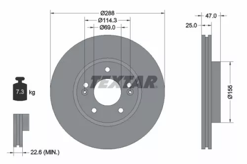 TEXTAR TEXTAR (92290503) 1x  TEXTAR Brake Disc 