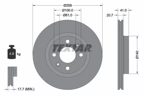 1x  TEXTAR Brake Disc