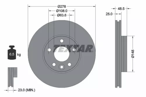 1x  TEXTAR Brake Disc