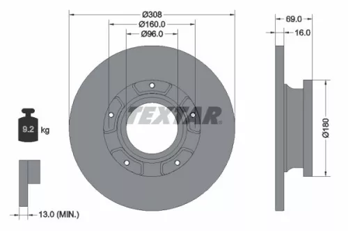 1x  TEXTAR Brake Disc