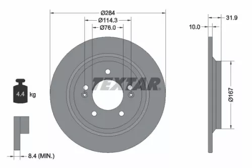 1x TEXTAR 92293103 Brake Disc