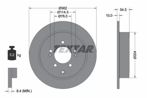 TEXTAR TEXTAR (92293303) 1x TEXTAR 92293303 Brake Disc 