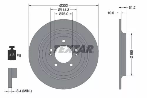 1x TEXTAR 92293403 Brake Disc