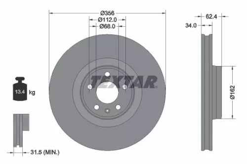 1x  TEXTAR Brake Disc