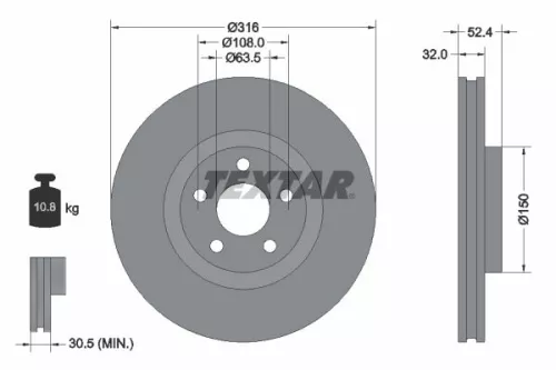 1x  TEXTAR Brake Disc
