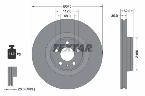 1x TEXTAR 92294305 Brake Disc