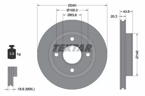 TEXTAR TEXTAR 92294703 1x TEXTAR 92294703 Brake Disc 