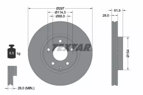 TEXTAR TEXTAR 92295003 1x TEXTAR 92295003 Brake Disc 