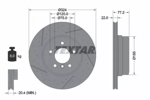 TEXTAR TEXTAR (92295505) 1x TEXTAR 92295505 Brake Disc 