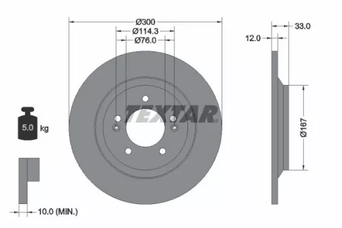 TEXTAR TEXTAR (92296303) 1x TEXTAR 92296303 Brake Disc 