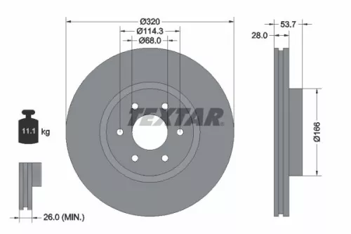 1x TEXTAR 92296503 Brake Disc