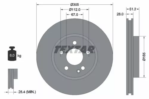 TEXTAR TEXTAR (92296705) 1x TEXTAR 92296705 Brake Disc 
