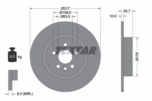 1x  TEXTAR Brake Disc