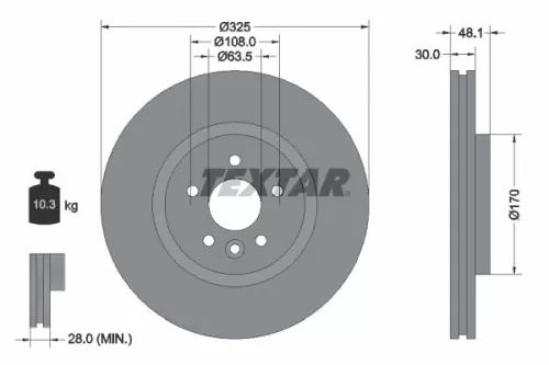 1x  TEXTAR Brake Disc