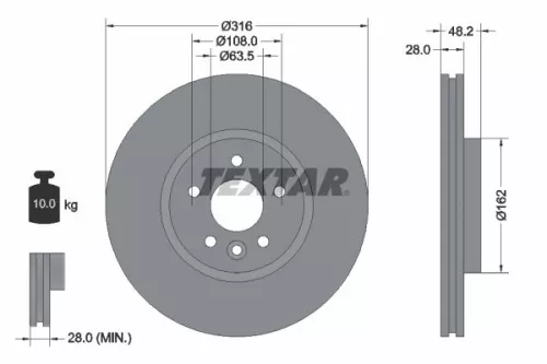 1x TEXTAR 92300605 Brake Disc