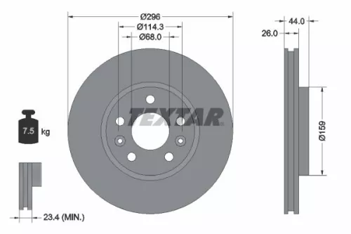 1x  TEXTAR Brake Disc