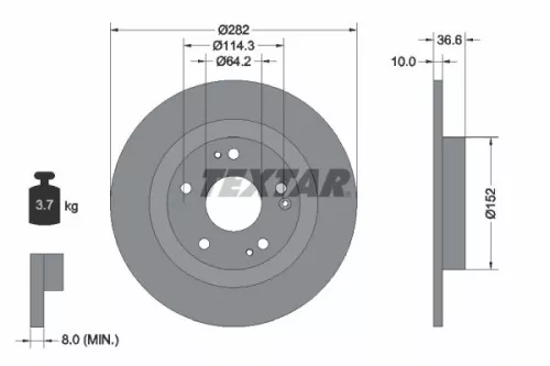 1x  TEXTAR Brake Disc