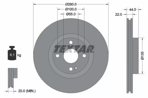 TEXTAR TEXTAR (92301503) 1x TEXTAR 92301503 Brake Disc 
