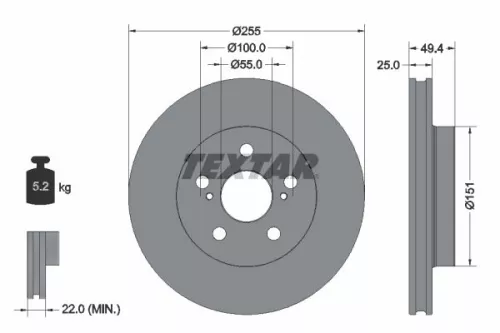TEXTAR TEXTAR (92301703) 1x TEXTAR 92301703 Brake Disc 