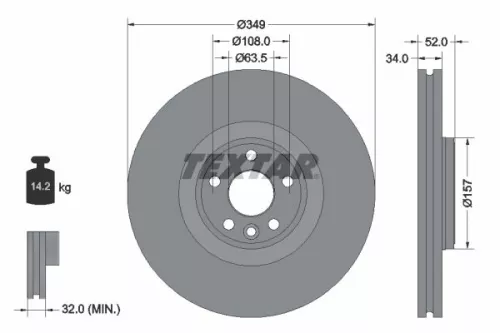 1x TEXTAR 92301805 Brake Disc