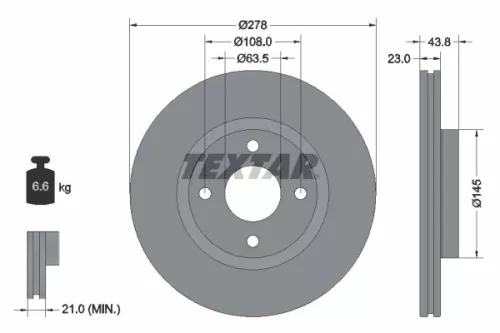 TEXTAR TEXTAR (92303203) 1x TEXTAR 92303203 Brake Disc 