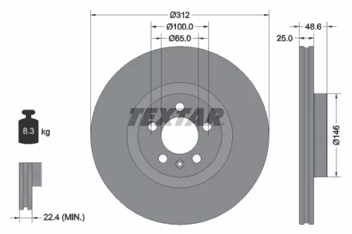 TEXTAR TEXTAR (92303303) 1x TEXTAR 92303303 Brake Disc 
