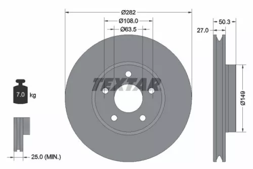 1x  TEXTAR Brake Disc
